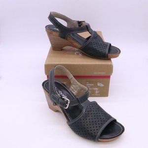 RELAXSHOE SIZE 37 DRESS SANDALS BLACK 3" heel